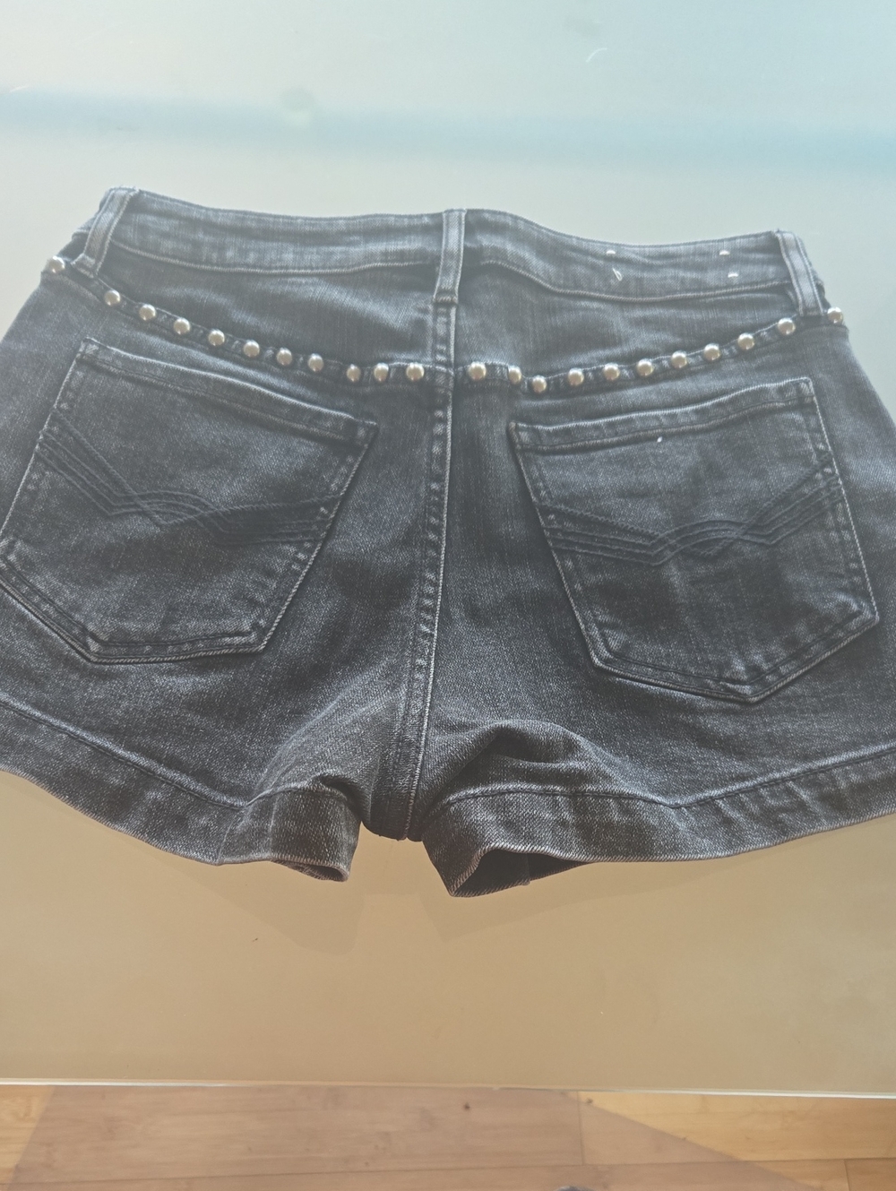 Black Stud-Trim Denim Women’s Shorts